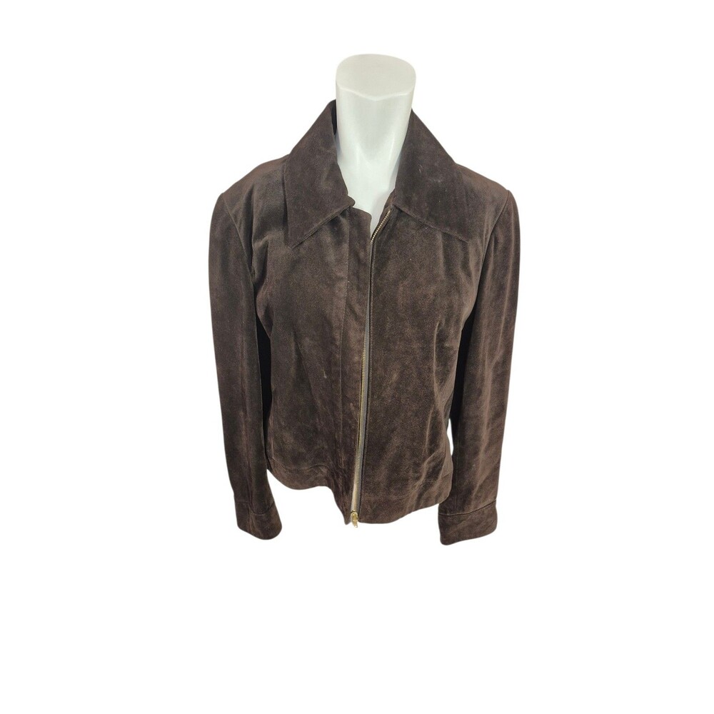 Banana Republic Vintage Y2K Womens Suede Trucker Coat Leather Jacket Brown sz M